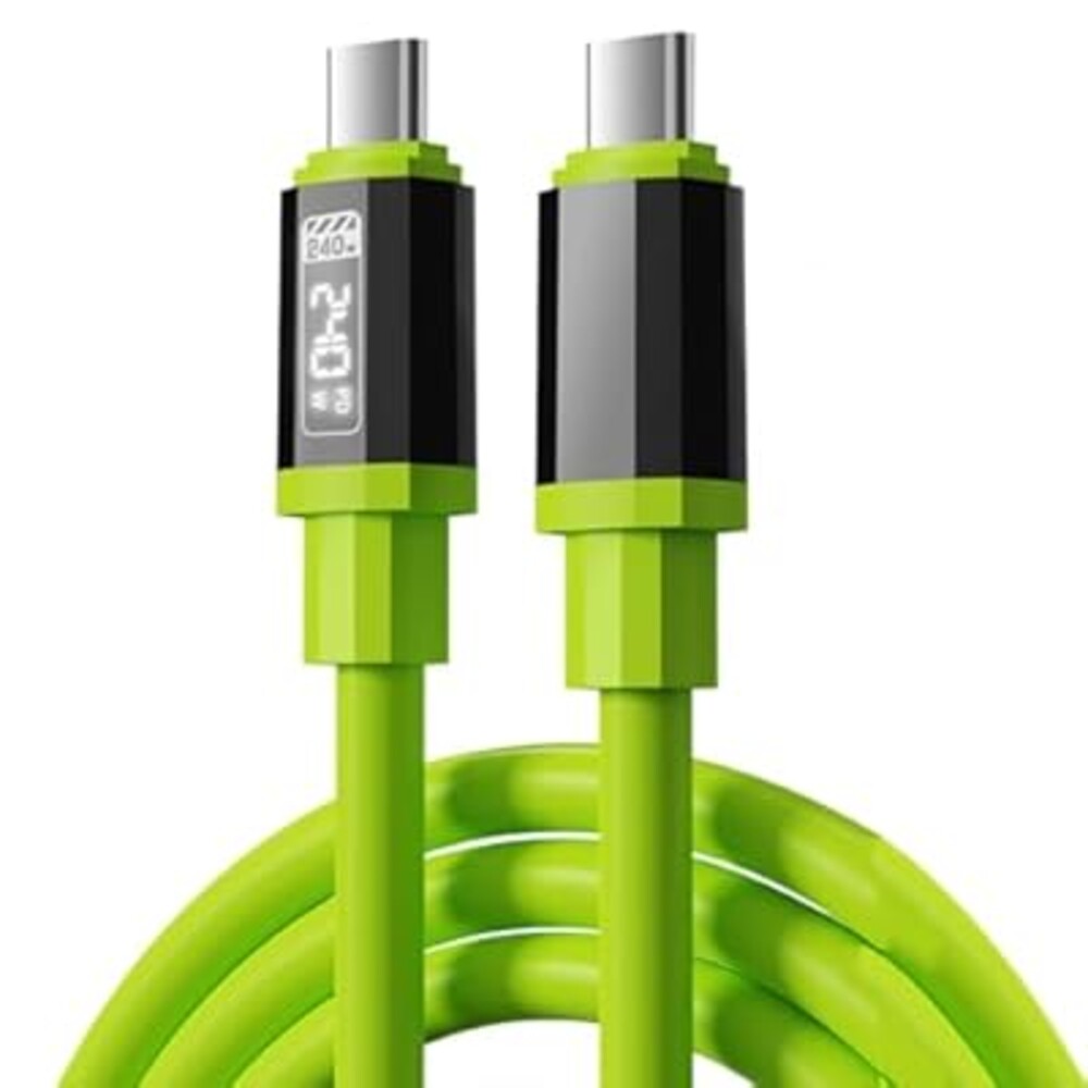 Teilybao USB C Cable, 240W 4.92FT 6A Fast Charging USB C Charger Cable with LED Display, Zinc Alloy Silicone USB C to USB C Cable for iPhone 16/Pro/Plus/Pro Max, MacBook, iPad Pro, Galaxy S24/S23