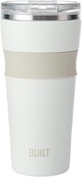 BUILT 24oz Shasta Double Wall Vacuum Insulated Stainless Steel Tumbler with Easy to Clean Flip to Open Lid, Marshmallow
