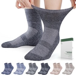Bulinlulu Diabetic Socks for Men Women,6 Pairs Bamboo Viscose Non Binding Ankle Diabetic Socks for Women Men Size 9-12 13-15