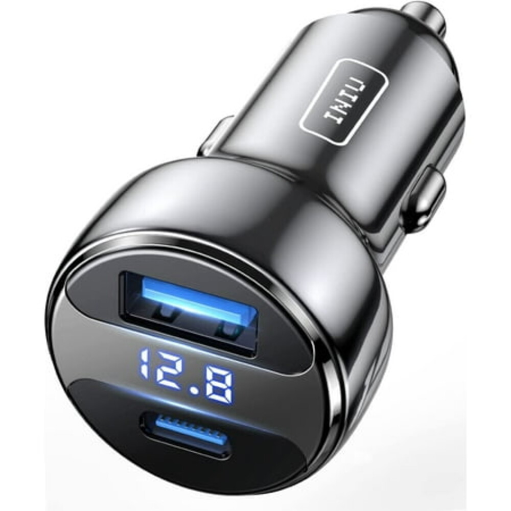 INIU Fast Car Charger, 66W Dual Ports [USB C+USB A] Car Adapter for iPhone iPad Samsung, Black