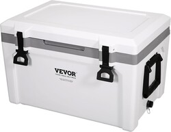 VEVOR Ultra-Light Hard Cooler, Ice Retention Cooler with Heavy Duty Handle, Ice Chest Lunch Box for Camping, Travel, Outdoor, Keeps Cool for up to 6 Days, 30% Lighter Than Rotomolded Coolers