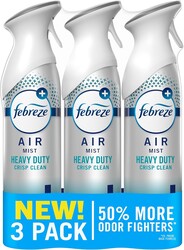Febreze Air Mist, Air Freshener Spray, Odor Fighting Room Spray, Deodorizer for Home Bathroom Kitchen Office Apartment Dorm Room Classroom, Heavy Duty Crisp Clean Scent, 8.1oz (Pack of 3)