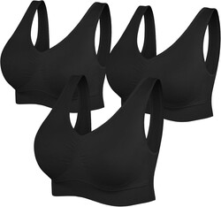 Womens Sports Bras, Yoga Comfort Seamless Stretchy Sports Bra for Women 3 Pack