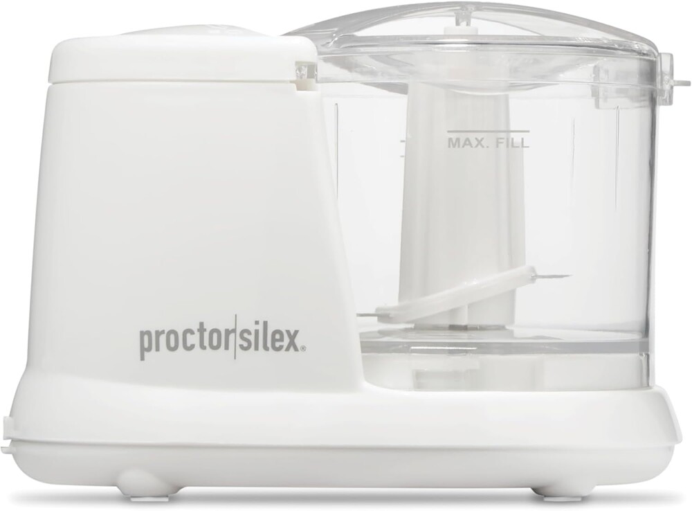 Proctor Silex Durable Electric Vegetable Chopper & Mini Food Processor for Chopping, Puree & Emulsify, 1.5 Cup, White