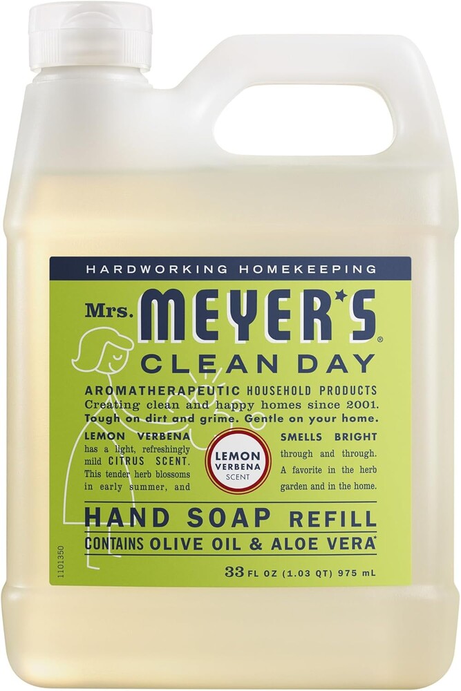 MRS. MEYER'S CLEAN DAY Hand Soap Refill, Lemon Verbena Scent, 33 Fl Oz Bottle