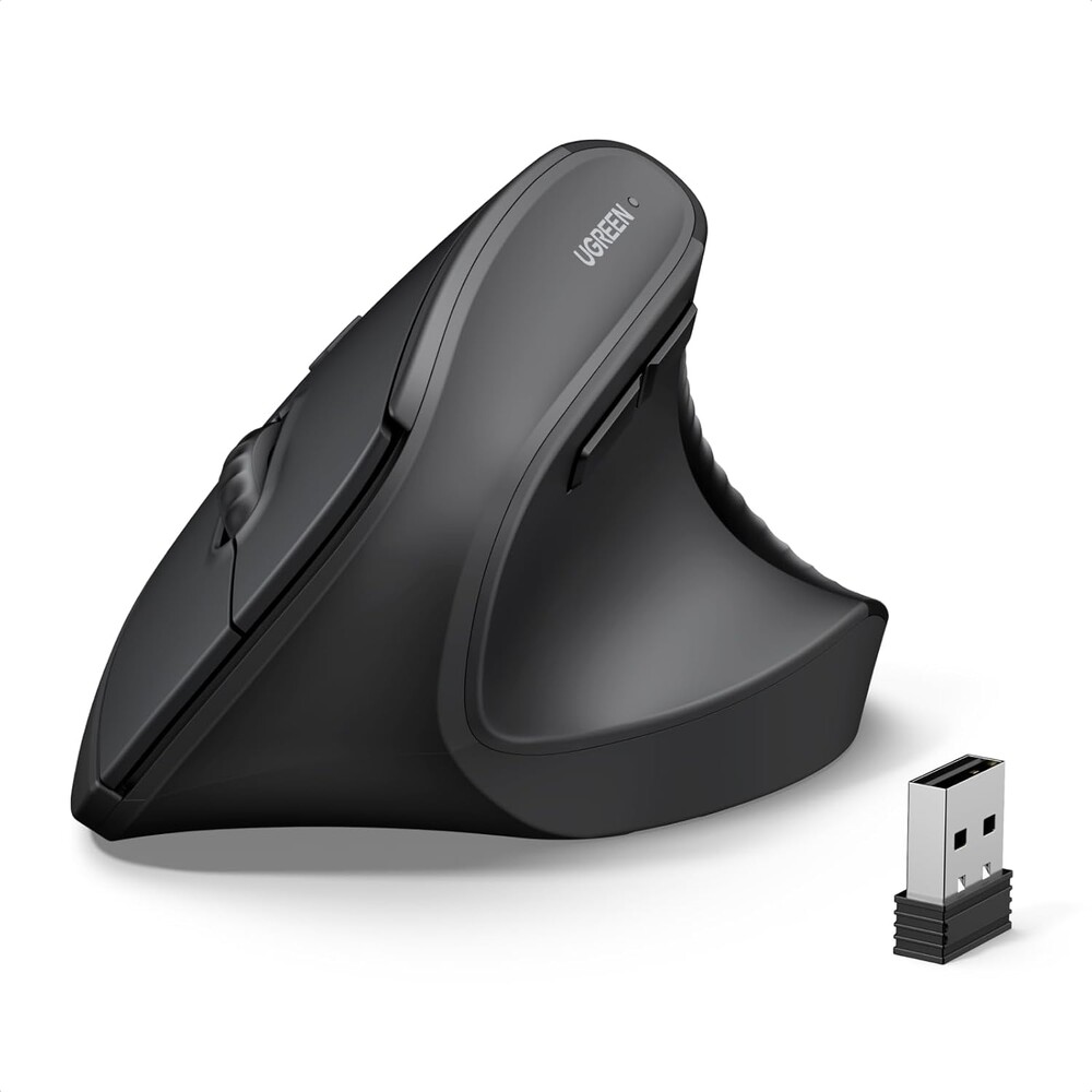 UGREEN Ergonomic Mouse, Wireless Bluetooth Vertical Mouse, Dual-Mode (BT 5.4 & USB 2.4G), Quiet Clicks, 4 Adjustable DPI (1000/1600/2000/4000), Compatible with Windows/Mac/Linux/Android/ChromeOS