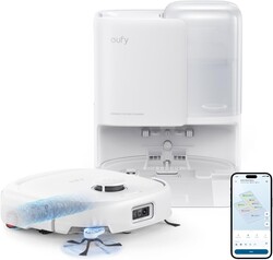 eufy Robot Vacuum E25, HydroJet System with Roller Mop, 20,000 Pa Turbo Suction, All-in-One Robot Vacuum and Mop Combo, Edge-to-Corner Cleaning, Zero-Tangle Design, AI Obstacle Avoidanced, White