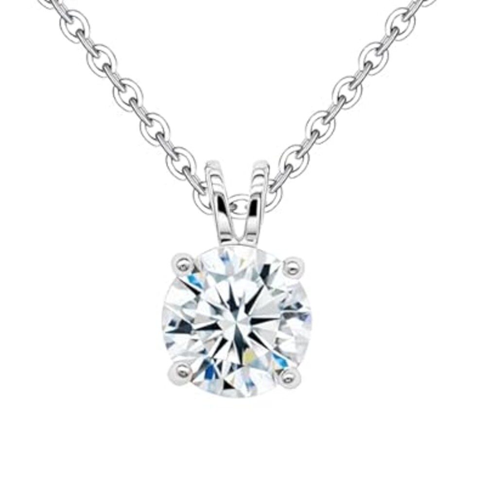 Handi Queen Moissanite 925 Sterling Silver Pendant Necklace 0.5-1 Carat Round Pear Cut, Dainty Elegent D Color Dancing Style with Bead Adjustable Chain Necklace for Women
