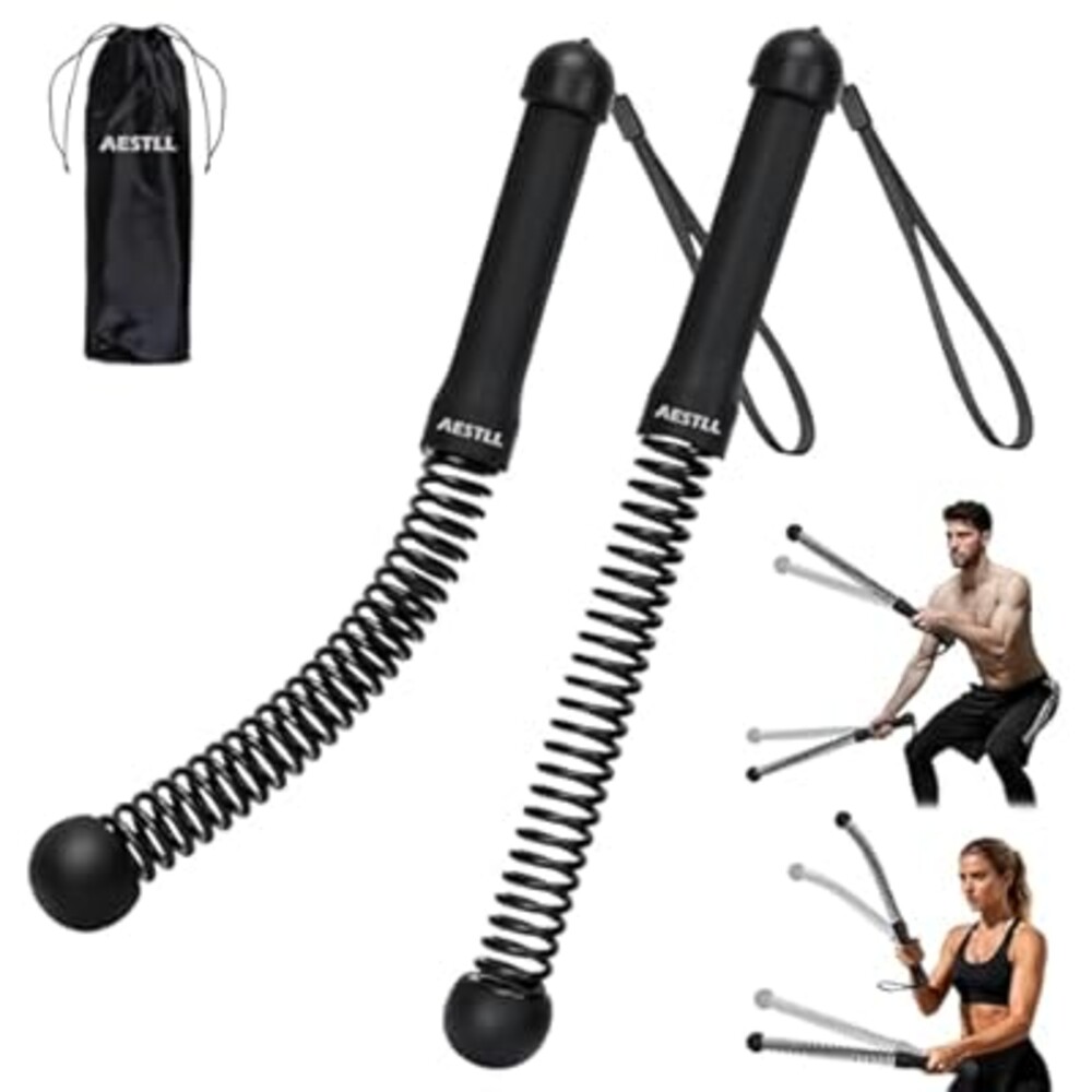 Ropeless Battle Ropes Weighted, 2 Pack Portable Cordless Battle Ropes for HIIT & Cardio Full-Body Workout Tool with Non-Slip Spiral Handles, Travel-Friendly Home Gym Equipment for Women & Men
