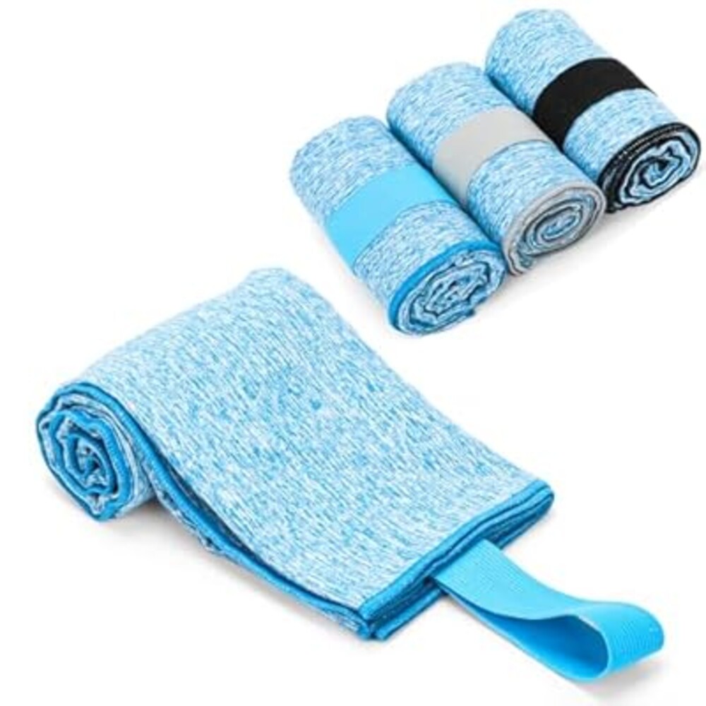KISS QUEEN 3 Pack Microfiber Gym Towel Quick Dry Sweat Towels Women Men Lightweight Running Cycling Fitness Hiking Tennis Exercise Outdoor Sports Towel(3 Pack(Blue))
