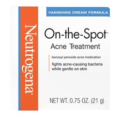 Neutrogena On-The-Spot Acne Spot Treatment Cream with 2.5% Benzoyl Peroxide, Gentle Face Blemish Medicine for Acne-Prone Skin, Vanishing Formula, Clinically Proven Day-1 Results, 0.75-Ounce Tube