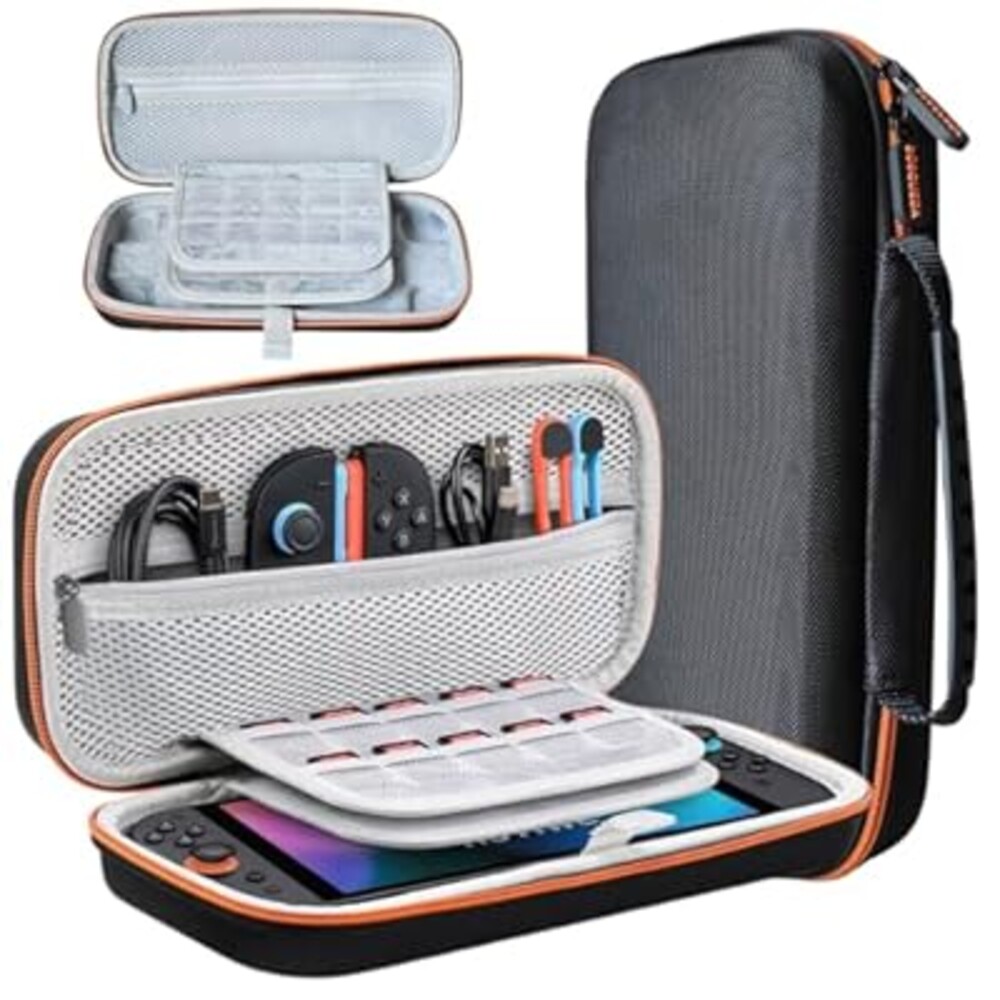 búsqueda Large Capacity Switch Carrying Case for Nintendo Switch 2 (2025) - 20 Game Cartridges, Hard Shell Portable Travel Pouch, Black