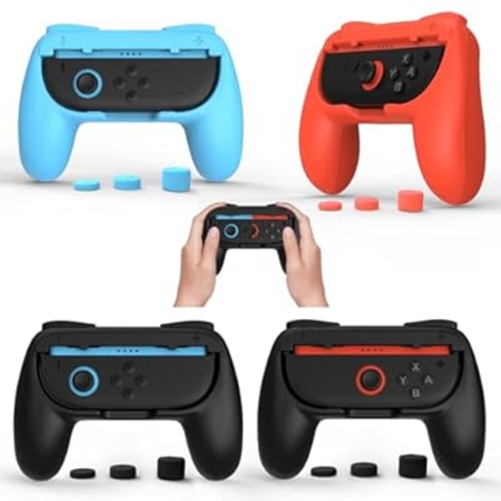 4 Pack Grips Compatible with Nintendo Switch 2 Joy-Con 2 with 12 Thumb Grip Caps, Comfort Anti-Slip Switch 2 Controllers Grips, Nintendo Switch 2 Accessories, Idear for Multiplayer Gaming, Ergonomic Design Reduces Hand Fatigue