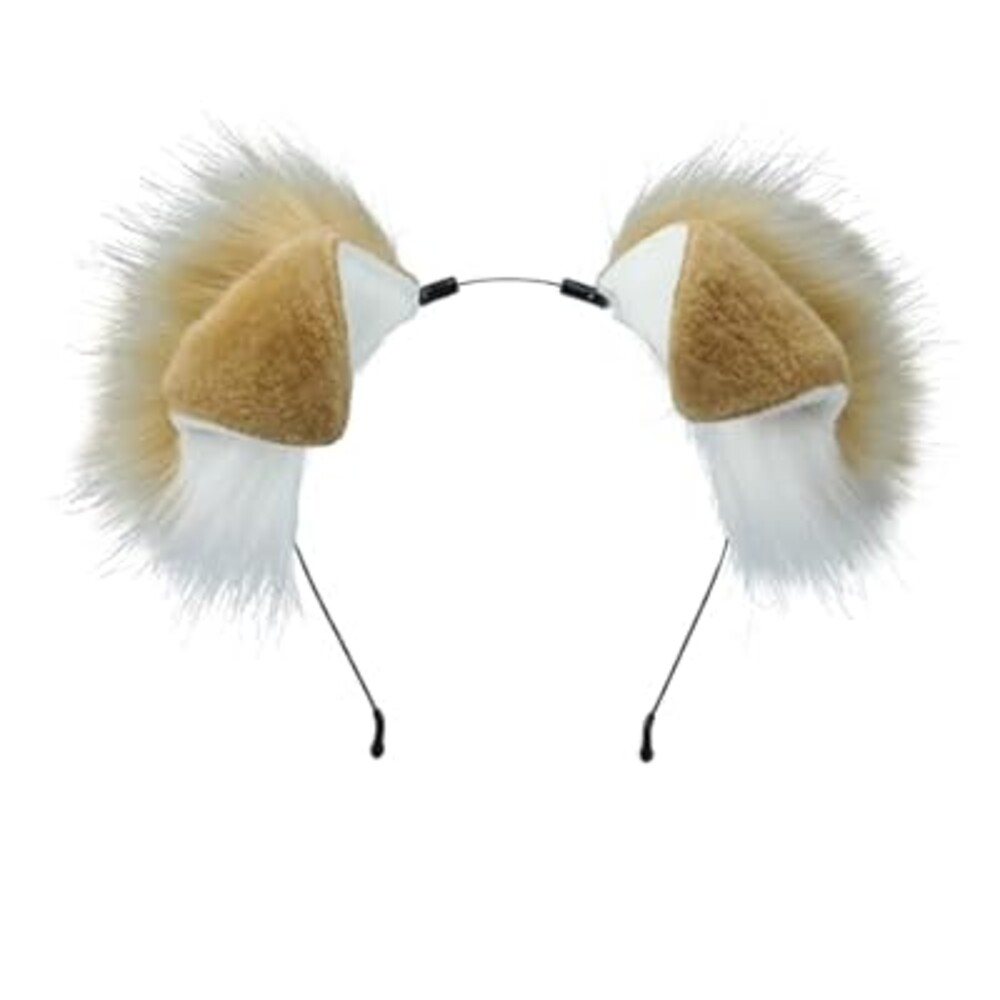 QUICOMP Cute Puppy Ears Headband Brown Spotty Dog Ear Hairband Plush Animal Ears (Light Brown)