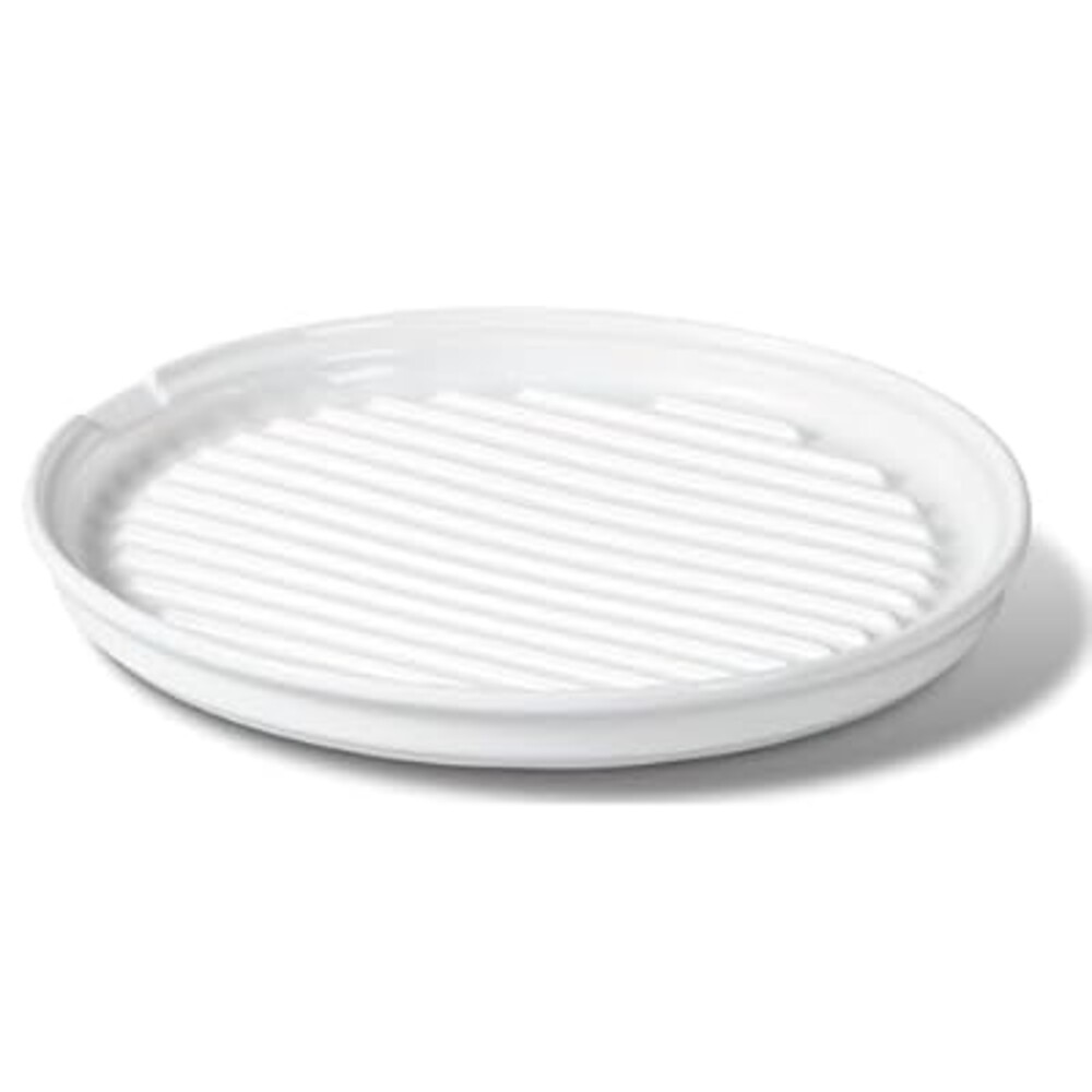 Microwave Bacon Cooker, 10-Inch Round Stoneware Bacon Tray for Microwave Oven, Grease-Draining Bacon Rack Plate, Oven Safe, Easy to Clean, White