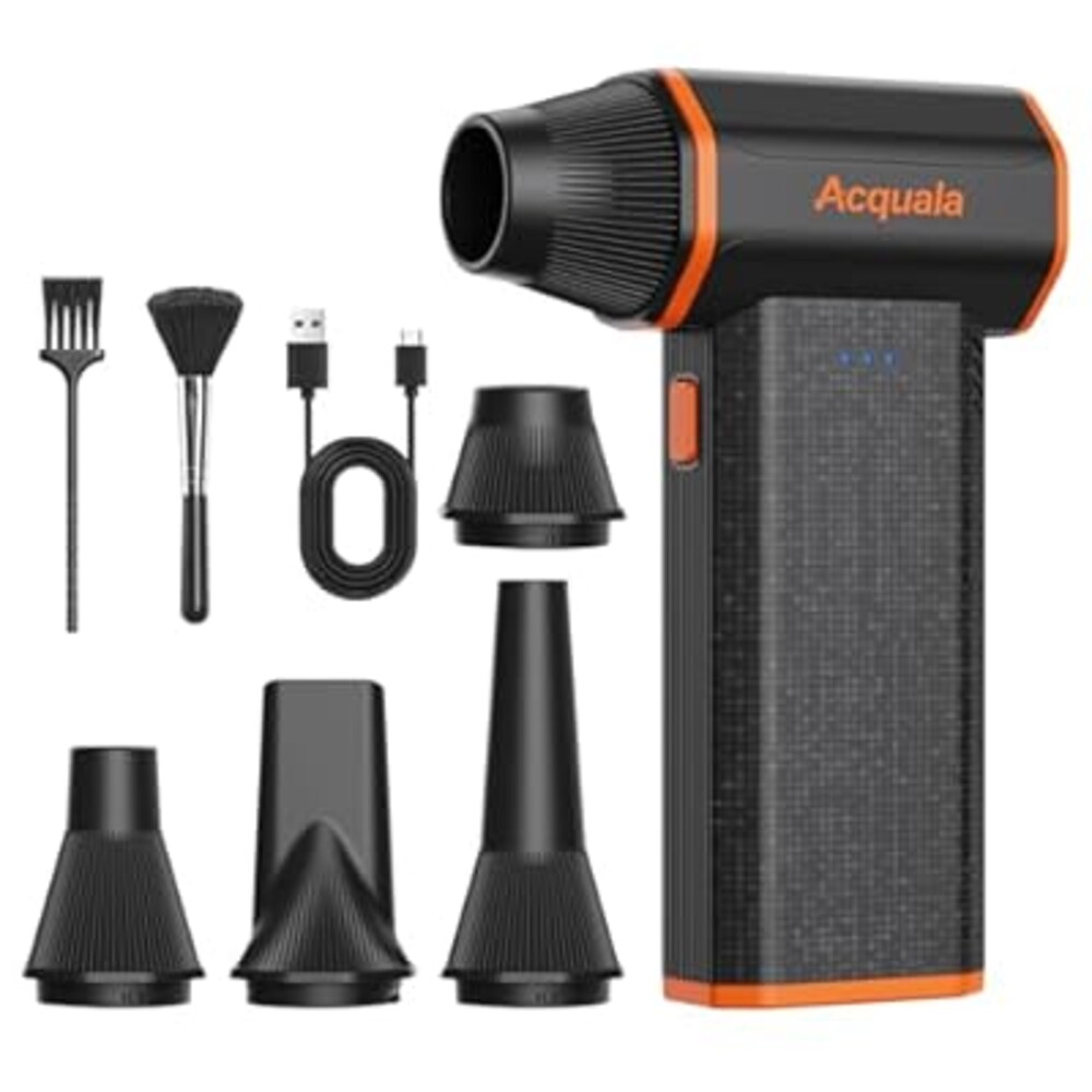 Compressed Air Duster, 160000RPM Ultra Powerful Electric Air Duster, 3-Speed Adjustable Air Blower, Rechargeable Cordless Mini Blower for Keyboard, Computer, Electronics, Car, Home & Outdoor Cleaning