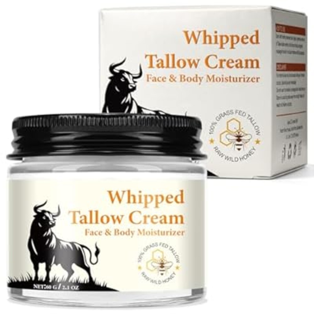 Beef Tallow and Honey Cream for Skin, Moisturizer Creams, Whipped Tallow Cream for Smooth Nourishing Face & Body, Natural Beef Tallow Balm for Skin Care, Beef Tallow, Butter and Honey Balm, 2 OZ