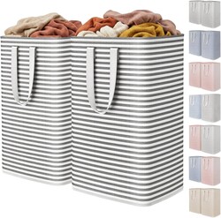 Lifewit 2 Pack Laundry Basket 80L Each, Collapsible Clothes Hamper with Reinforced Handles, Freestanding Waterproof Design for Bedroom and Laundry Room, Black 160L Total