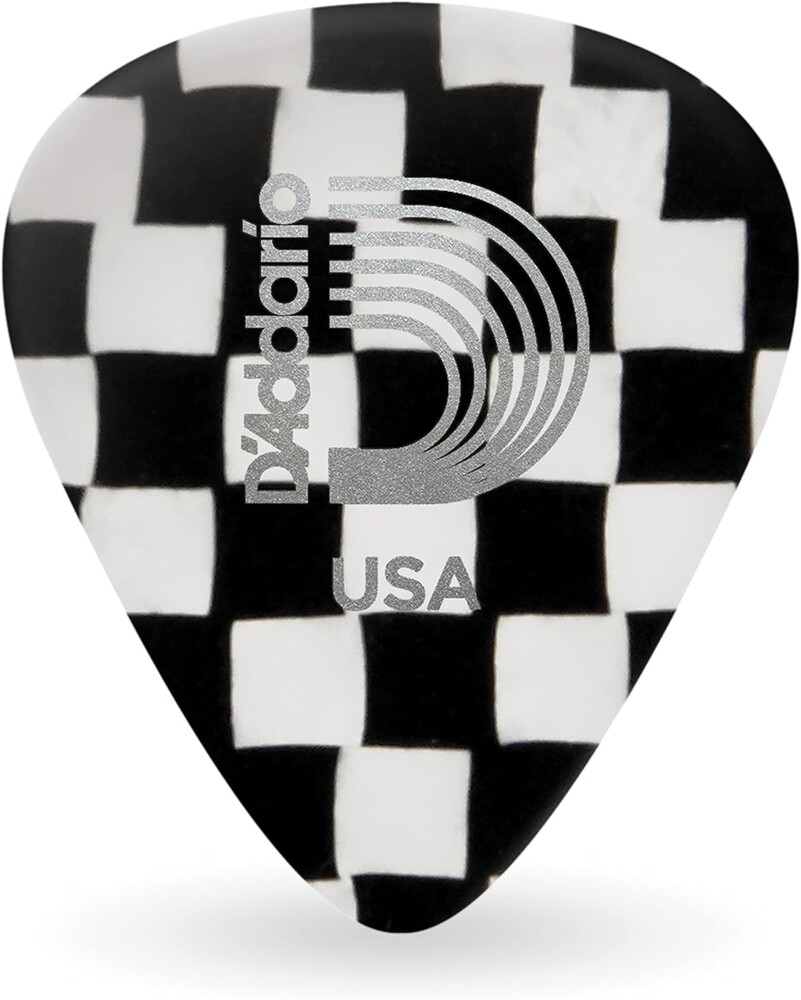 D'Addario Accessories Checkerboard Celluloid Guitar Picks, Medium, 25 Pack