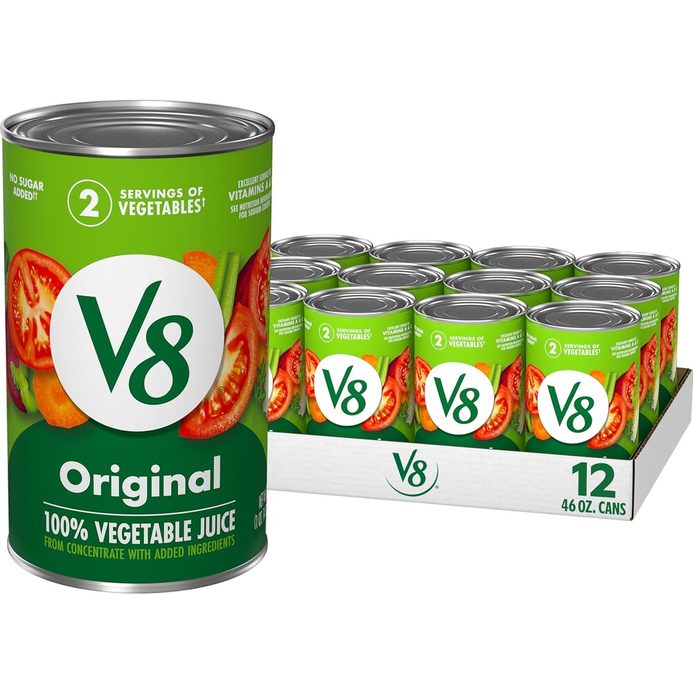 V8 Original 100% Vegetable Juice, 46 fl oz Can (12 Pack)
