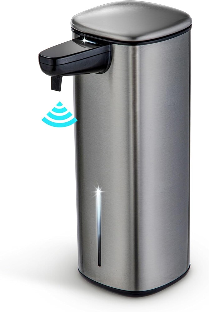 Home Zone Living Automatic Foaming Hand Soap Dispenser with Stainless Steel Cover, Adjustable Output and Refillable Pump for Kitchen and Bathroom Sinks