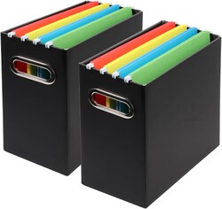 Collapsible File Organizer Box with Handle,12.20x5.11x9.84Inches, Filing Organizer for Home or Office, Small Portable File Box(2 Packs, Black)