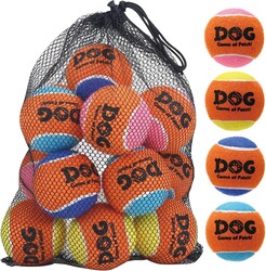 AMA SPORT Squeaky Tennis Balls for Dogs 2.5" Small Medium Dog Tennis Balls for Throwing and Fetching Dog Toys for Training, Exercise, High Bouncing 12 Pack (Multicolor A)