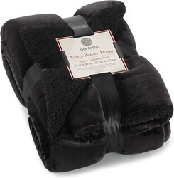 Genteele Sherpa Throw Blanket Super Soft Reversible Ultra Luxurious Plush Blanket, 50 x 60 inches, Black/Black