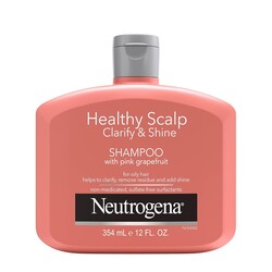 Neutrogena Exfoliating Healthy Scalp Clarifying Shampoo for Oily Hair & Scalp, Pink Grapefruit pH-Balanced Anti-Residue Formula Adds Shine, Sulfate, Paraben & Phthalate-Free, Color-Safe, 12 Fl Oz