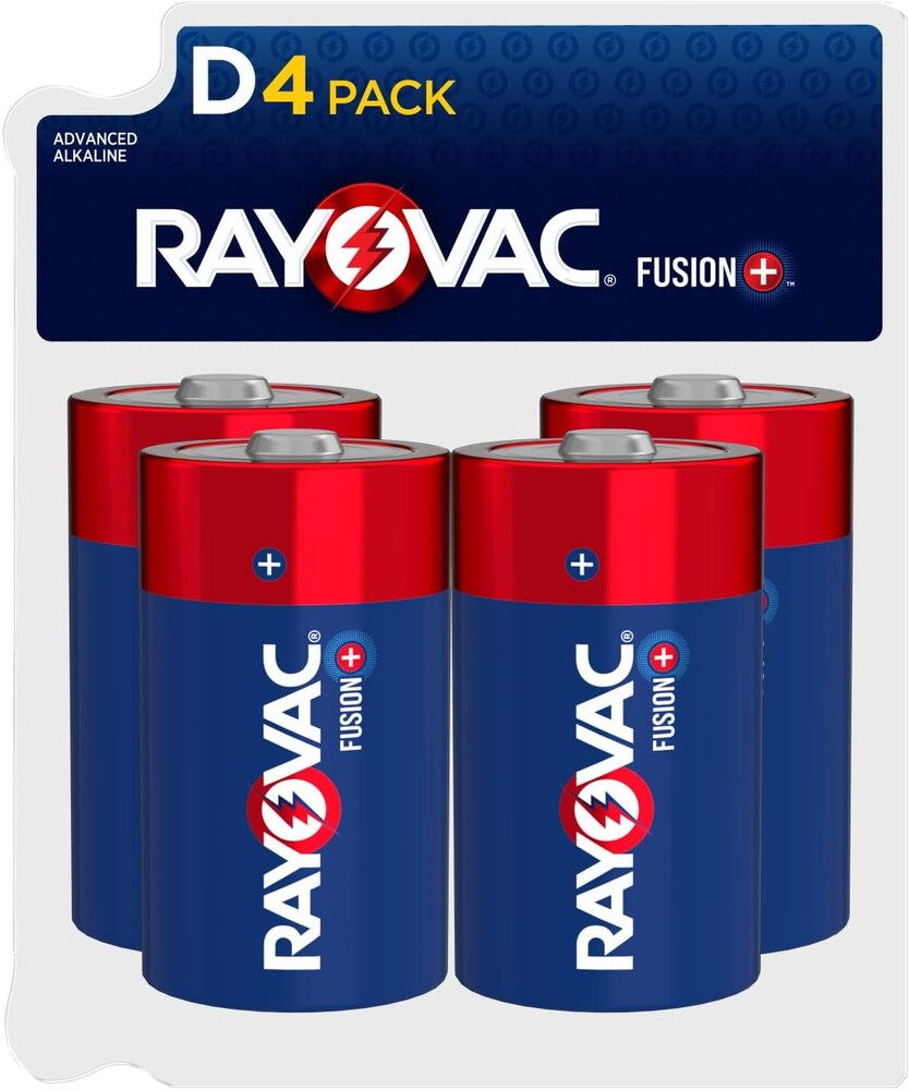 Rayovac Fusion D Batteries (4 Pack), Alkaline D Cell Batteries
