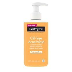 Neutrogena Oil-Free Acne Face Wash, Fragrance Free, Sensitive Skin Facial Cleanser with 2% Salicylic Acid Acne Treatment for Face, 9.1 Fl Oz