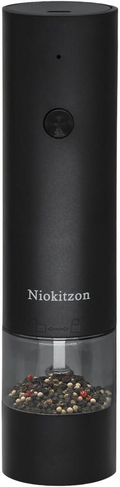 Electric Pepper Grinder with Adjustable Coarseness Electric salt and Pepper Grinder shakers set One-Hand Operation for Rechargeable Automatic Pepper Mill Grinder (black)