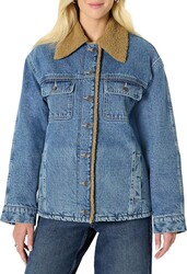 Amazon Essentials Women's Oversized-Fit Faux-Shearling Lined Denim Jacket
