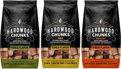 Fire & Flavor Premium All Natural Wood Chunk Bundle for Smokers - Wood Chunks for Smoking - Smoker Wood Chunks - Smoker Accessories Gifts for Men and Women - Oak, Apple, Hickory