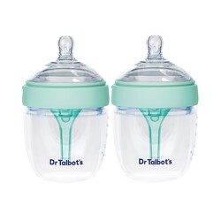 Dr. Talbot's Silicone Anti-Colic Bottles - (2-Pack) Self-Sterilizing Baby Bottles for Newborns - 5 oz - Aqua