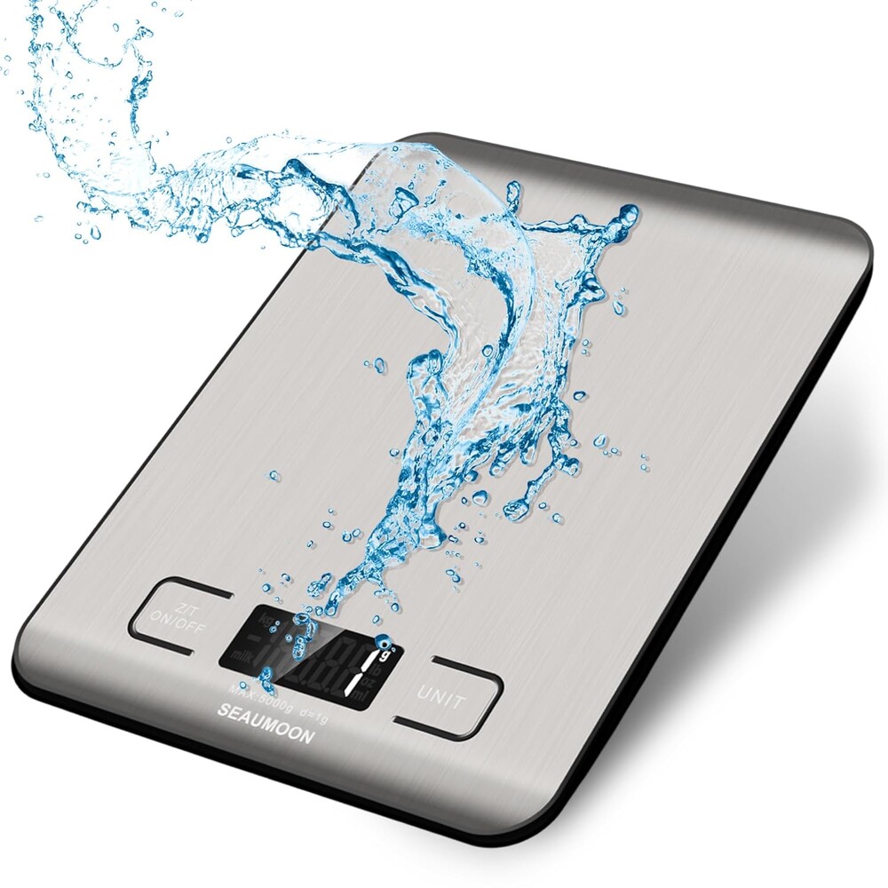 Food Scale Kitchen-Scale 11lb/5kg Food Scale for Kitchen Stainless Steel LCD Display Tare Function (g/oz/ml) for Meal Prep Coffee (Batteries Included)