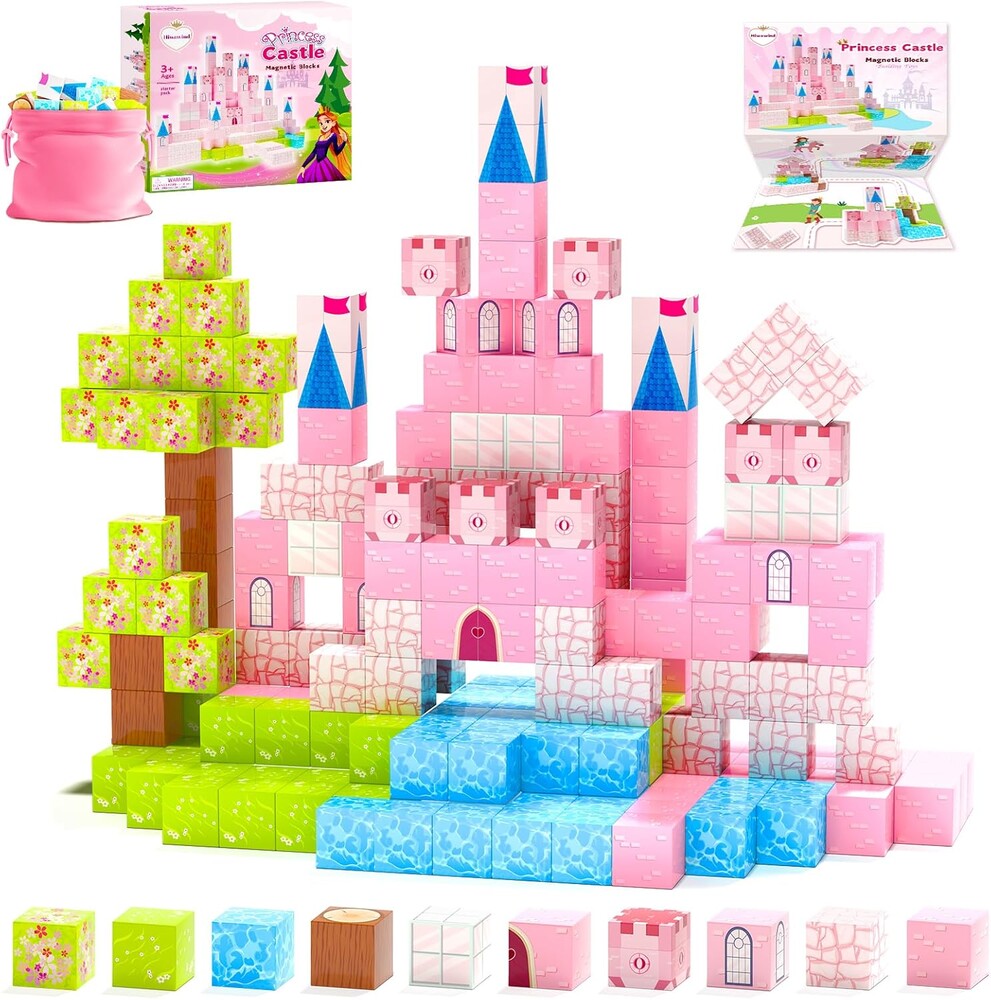 Hiwawind Updated Magnetic Blocks-Princess Castle, Creative Magnetic Building Blocks Toddler Toys, Birthday Gifts for Kids 3+ Years Old, STEM Montessori Sensory Toy for Boys & Girls Age 3-4 4-5 6-8