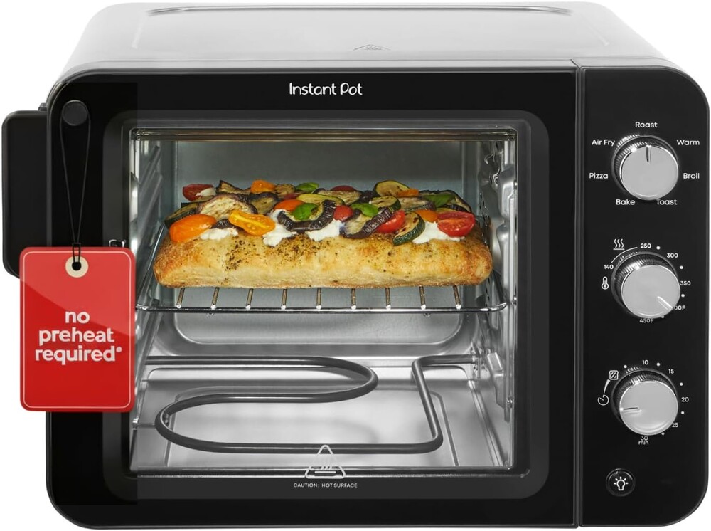 Instant Pot No Preheat Required* 4-Slice Air Fryer Toaster Oven with InstantHeat Technology, 7-in-1, Air Fry, Bake, Toast, Roast, Broil, Warm, and Make Pizza