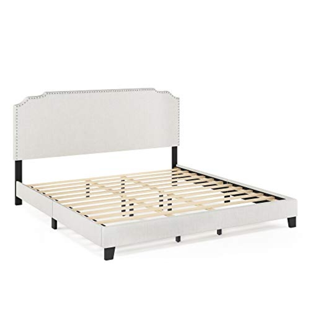 Furinno Nadia Nailhead Trim Bed Frame, K