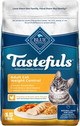 Blue Buffalo Tastefuls Natural Food for Adult Cats, Weight Control, 15-lb. Bag