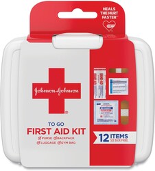 Johnson & Johnson First Aid to Go Portable Mini Travel Kit, 12 Pieces