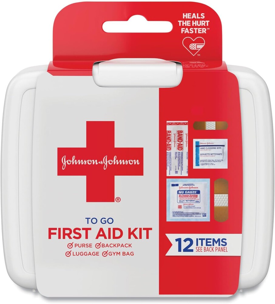 Johnson & Johnson First Aid to Go Portable Mini Travel Kit, 12 Pieces