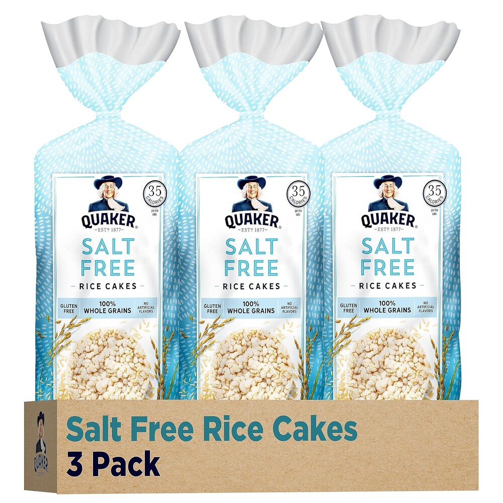 Quaker Large Rice Cakes, Salt Free, 8.53 Ounce (Pack of 3)