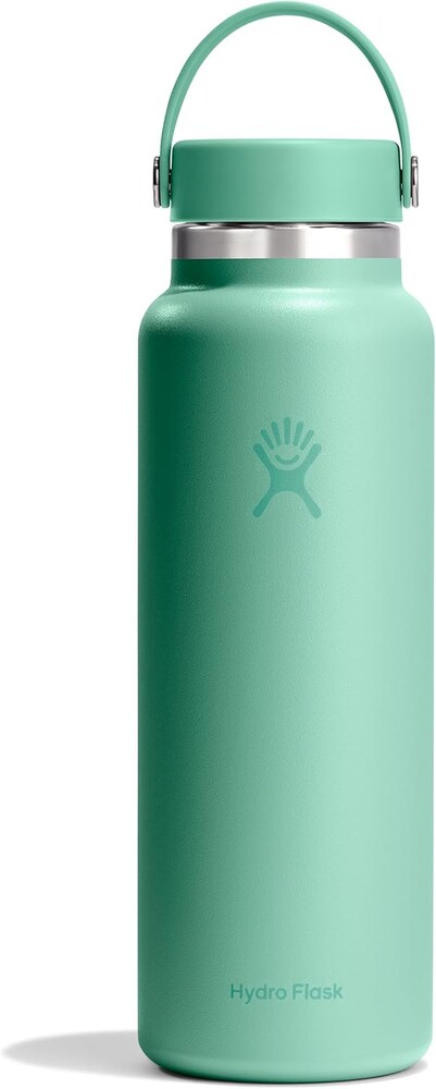 Hydro Flask Water Bottle - Insulated Stainless Steel - Wide Mouth Flex Lid, Non Spill, Leakproof and Refillable in 40 Oz Mermaid Green