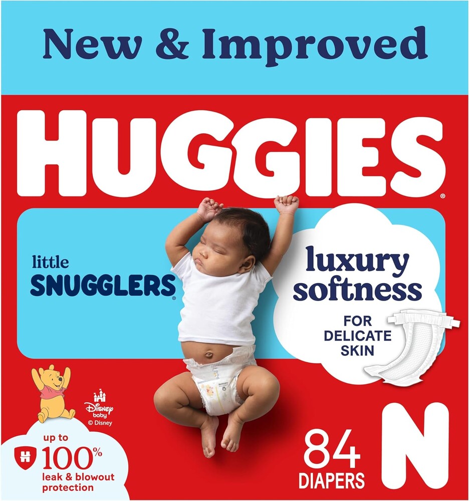 Huggies Size Newborn Diapers, Little Snugglers Baby Diapers, Size Newborn (up to 10 lbs), 84 Count, Packaging May Vary