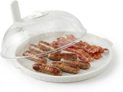 Microwave Splatter Cover with Tray, 10 Inch Microwave Food Cover with Handle, BPA-Free Vented Splash Guard Lid, Cookware & Bakeware Serving Dish Cover, Plate Cover, Dishwasher Safe