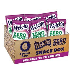 Welch's Zero Sugar Fruity Bites, Berries 'n Cherries Snack Box, Gluten Free & Sugar Free Snacks, 3oz Snack Packs (Pack of 6)