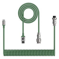 ZIYOU LANG C01 Coiled USB-c Double Sleeved Spring Cable Metal Aviator for Keyboard/Printer-Green