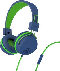 JLab JBuddies Studio On-Ear Kids Wired Headphones, Toddler Headphones, Kid Safe, Studio Volume Safe, Volume Limiter, Folding, Adjustable, Noise Isolation, with Mic (Blue/Green)