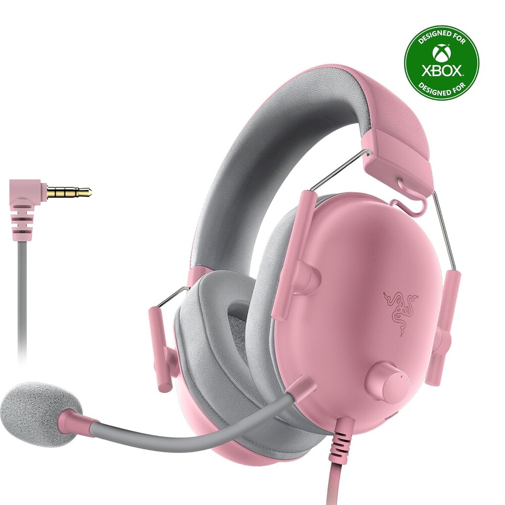 Razer BlackShark V2 X Xbox Gaming Headset: 50mm Drivers - Cardioid Mic - Lightweight - Comfortable Noise Isolating Earcups - for Xbox Series X, Series S, PS5, PC, Switch via 3.5mm Jack - Quartz Pink